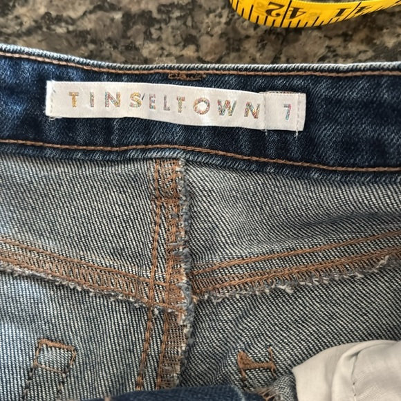 Tinseltown high rise flare Blue Distressed Jeans NWT 7/28 - Picture 9 of 13